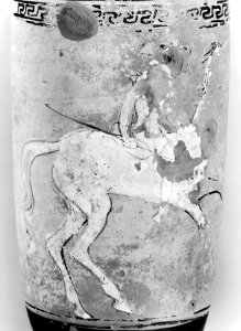 Greek - Lekythos Depciting Mounted Amazon - Walters 48231 - Side A Detail