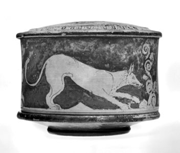 Greek - Pyxis with Decoration of Dog, Bull, and Griffin - Walters 4881 - View A