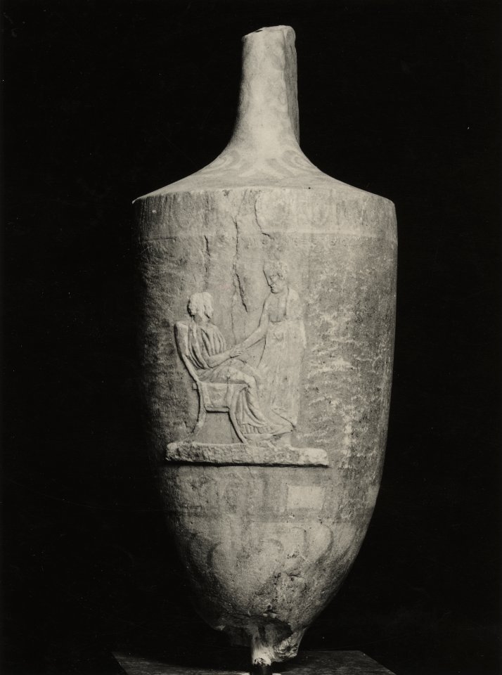 Greek - Marble Lekythos with Seated and Standing Figures - Walters 232