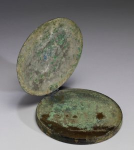 Greek - Mirror with Winged Female Holding Wreath and Goose - Walters 541160 - Open