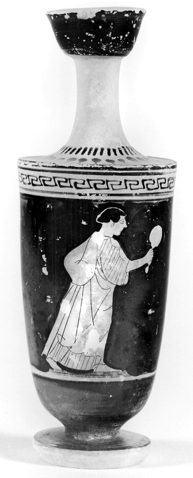 Greek - Shoulder Lekythos with Woman Holding a Mirror - Walters 48258 - Side A