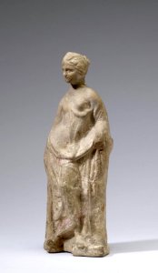 Greek - Tanagra Figurine - Walters 23281 - Three Quarter Left