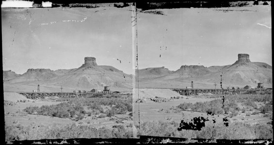 Green River Butte and bridge. Sweetwater County, Wyoming - NARA - 517366