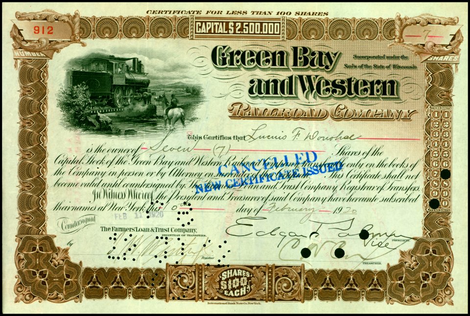 Green Bay and Western RR 1920