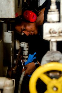 Green Bay Sailor Performs Maintenance in Engineering Space 160826-N-JH293-084