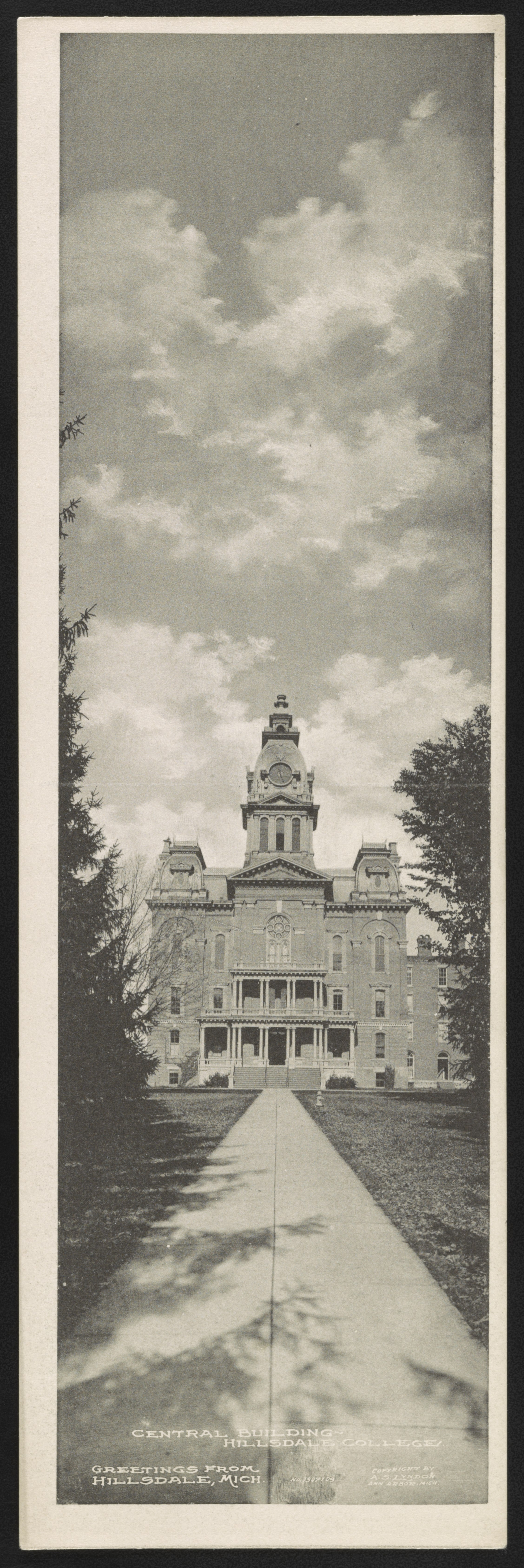 Greetings from Hillsdale, Mich. Central Building, Hillsdale College LCCN2013647155