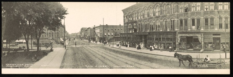 Greetings from Jackson, Mich. Main Street looking east LCCN2013647159