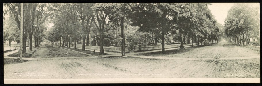 Greetings from Marshall, Mich. corner Mansion and Madison Streets LCCN2013647161