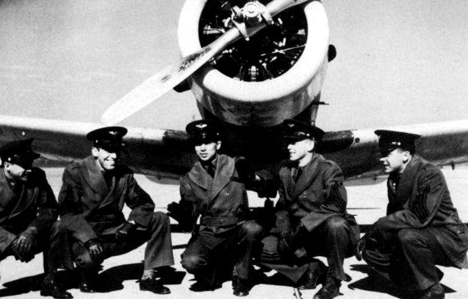 Greenville Army Airfield - Flight Cadets pose in front of BT-13