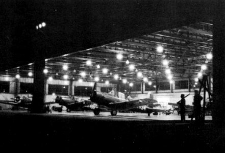 Greenville Army Airfield - Night Airraft Maintenence in Hangar