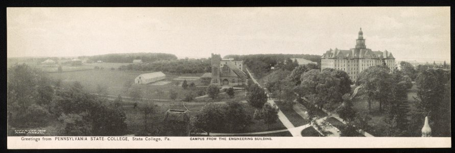 Greetings from Pennsylvania State College, State College, Pa. - Campus from the Engineering Building LCCN2013646268