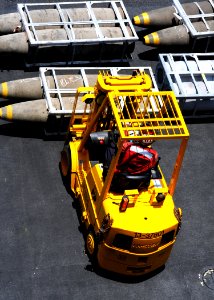 Forklift is moving bombs