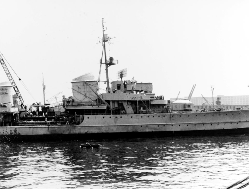 Former German destroyer Z39 at the Boston Navy Yard in August 1945