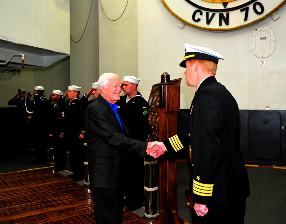 Former President Jimmy Carter visits USS Carl Vinson. (8516136090)