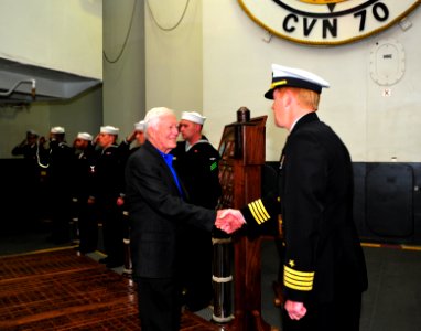 Former President Jimmy Carter visits USS Carl Vinson. (8516136090)