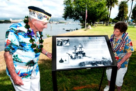 Former sailor visits USS Nevada wayside exhibit 121206-N-WX059-100