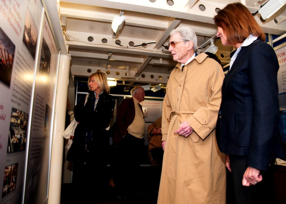 Former Senator John Warner tours Battleship Wisconsin. (8570976315)