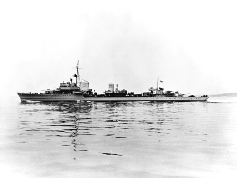 Former German destroyer Z39 underway off Boston on 22 August 1945