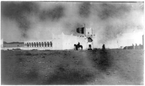 Fort in the Sahara Desert, flying French flag LCCN2016647984