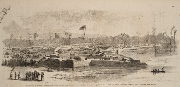 Fort Henry, on the morning after its capture, February 6 - from a sketch by Mr. H. Lovie, our special artist with Commodore Foote's expedition photo