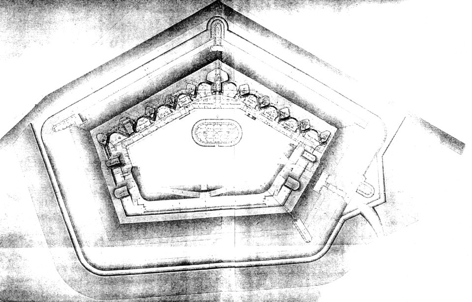 Fort Kugelbake Plan der Aufbauten 1869