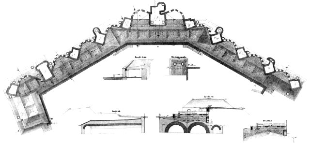 Fort Kugelbake Plan der Aufbauten 1876