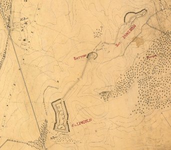 Fort Lincoln and Battery Jameson — Topographical map, 1st Brigade, defenses north of Potomac, Washington, D.C. (EAST)