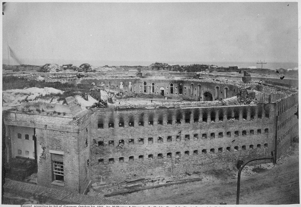 Fort Morgan, Mobile Point, Ala., 1864, showing damage to the south side of the fort, 1864 - NARA - 519417