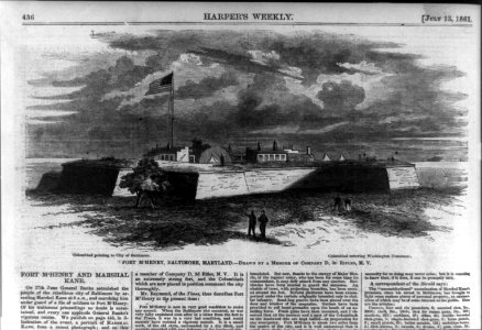 Fort McHenry, Baltimore, Maryland. Columbiad (cannon) pointing to city of Baltimore. Columbiad covering Washington Monument LCCN2002716231