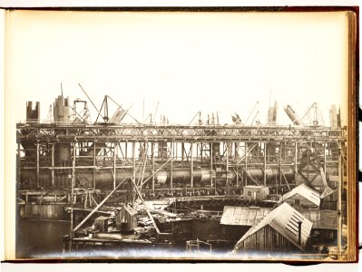 Forth Bridge - Works at Inchgarvie, showing completion of lifting platforms