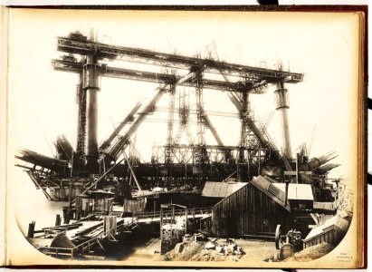 Forth Bridge - Works at Inchgarvie from wind gauge on castle ruins