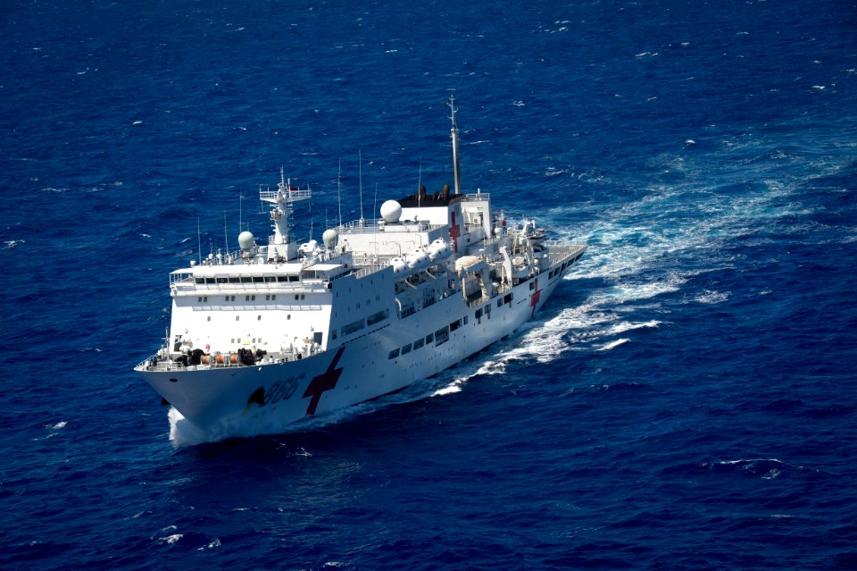 Forty Ships and Submarines Steam in Close Formation During RIMPAC - Peace Ark (866) 160728-N-SI773-2691