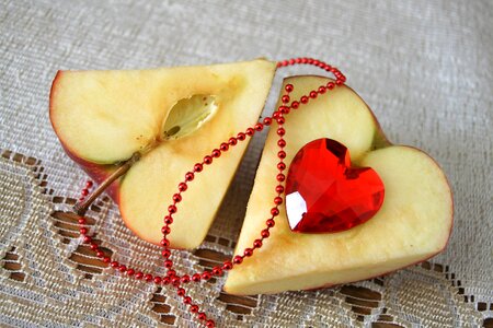 Fruit glass heart dessert