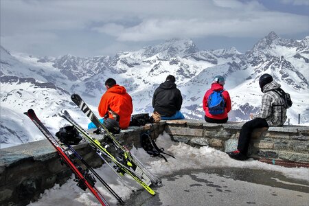 Rest skiers snow