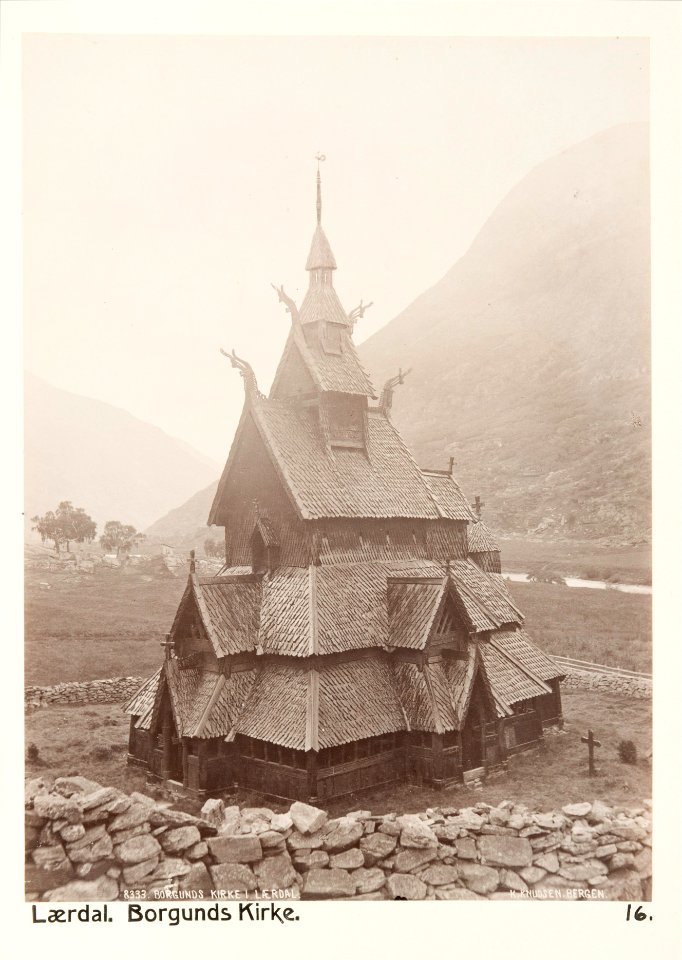 Fotografi av Borgunds kirke. Laerdal, Norge - Hallwylska museet - 105704