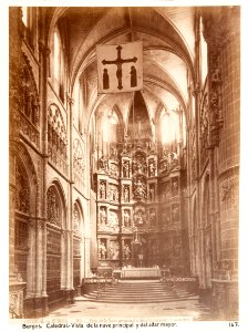 Fotografi av Burgos. Catedral, vista de la nave principal y del altar mayor - Hallwylska museet - 105348