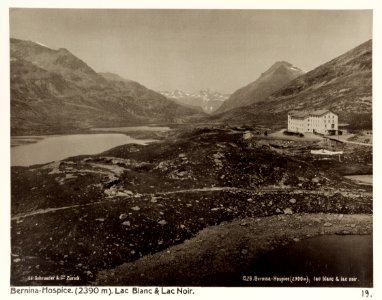 Fotografi av Bernina-Hospice (2 390 m.). Lac blanc & lac noir - Hallwylska museet - 104859