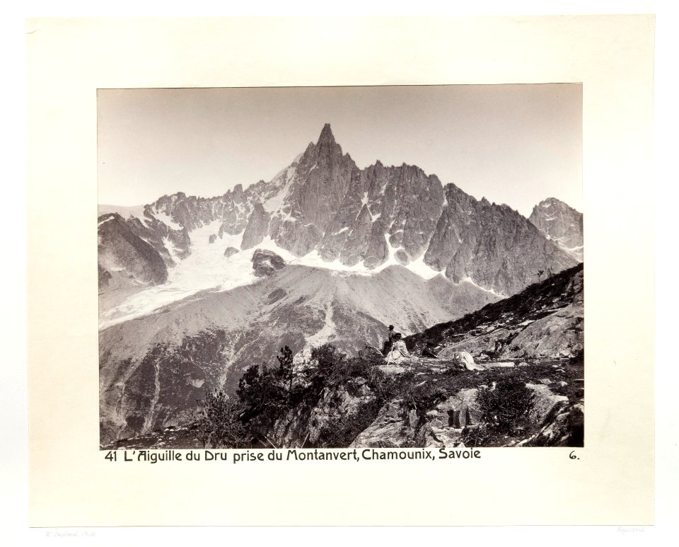 Fotografi av berget Aiguille du Dru och glaciären Montanvert - Hallwylska museet - 103139