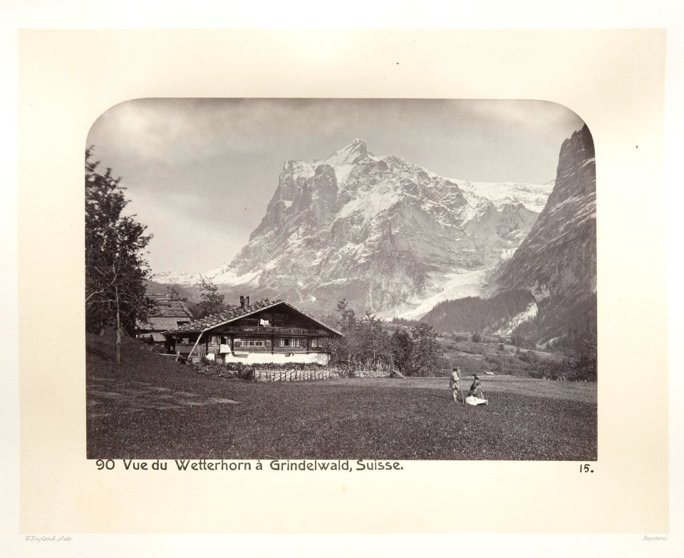Fotografi av berget Wetterhorn och byn Grindewald - Hallwylska museet - 103148