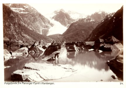 Fotografi av Folgefonden fra Maranger Fjord, Hardanger, Norge - Hallwylska museet - 105720
