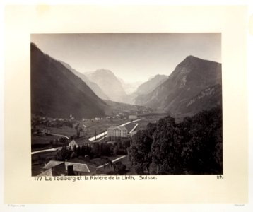Fotografi av berget Tödi och Linthfloden i Schweiz - Hallwylska museet - 103162 photo
