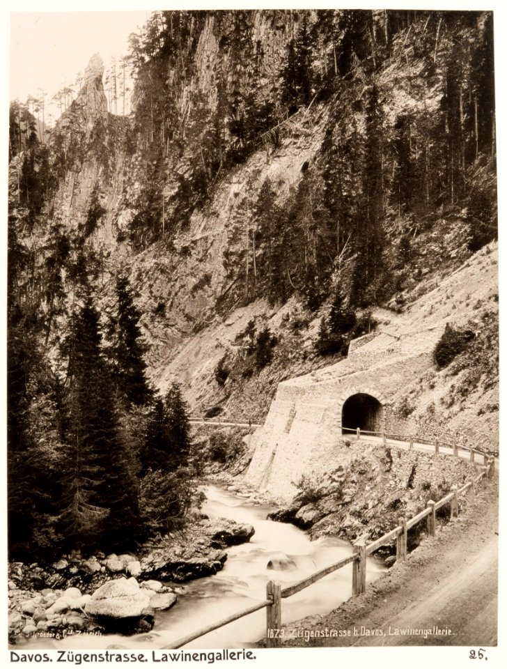 Fotografi av Davos. Zügenstrasse. Lawinengallerie - Hallwylska museet - 104865