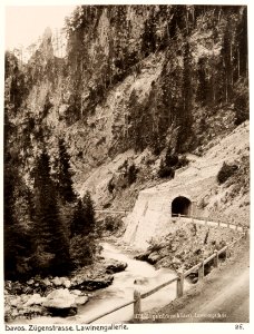 Fotografi av Davos. Zügenstrasse. Lawinengallerie - Hallwylska museet - 104865