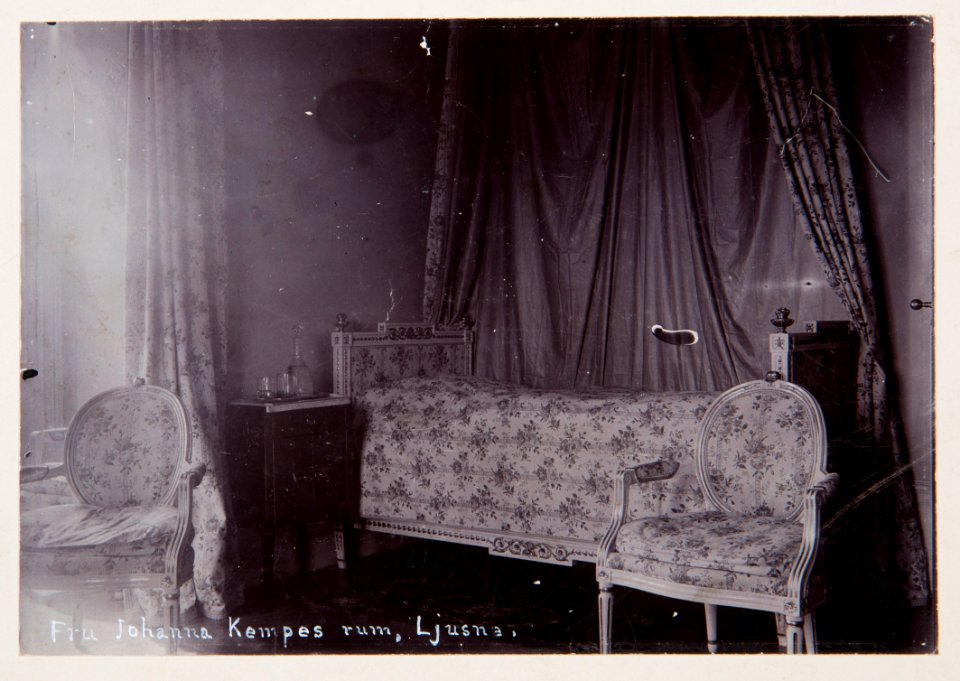 Fotografi av fru Johanna Kempes rum i Ljusne - Hallwylska museet - 105975