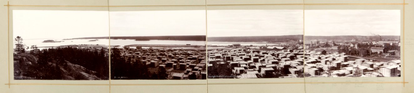 Fotografi av Ljusne. Brädgården. Panorma - Hallwylska museet - 106735
