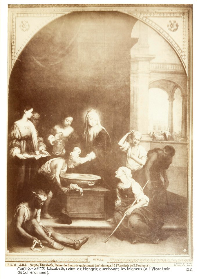Fotografi av Madrid. Murillo, Sainte Elizabeth, reine de Hongrie, guérissant les teigneux - Hallwylska museet - 105173