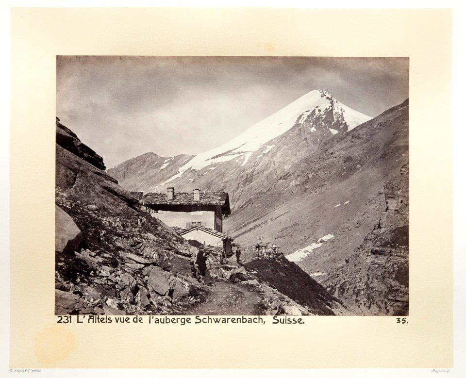 Fotografi av stuga och berg i Schweiz - Hallwylska museet - 103168