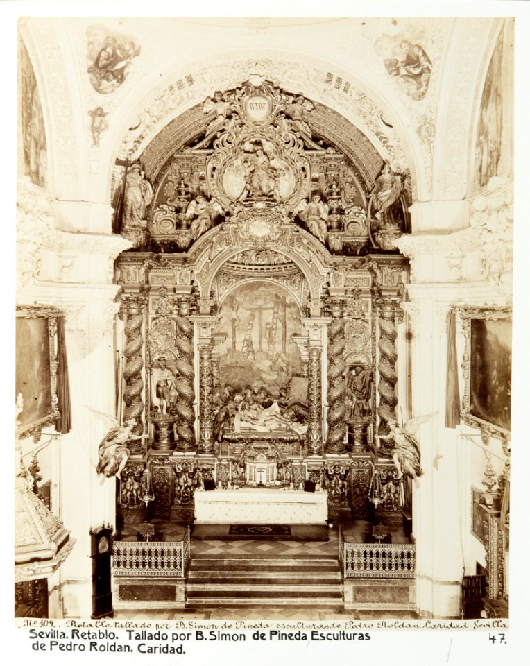 Fotografi av Sevilla. Caridad, Retablo, tallado por B. Simón de Pineda, esculturas de Pedro Roldán - Hallwylska museet - 104794