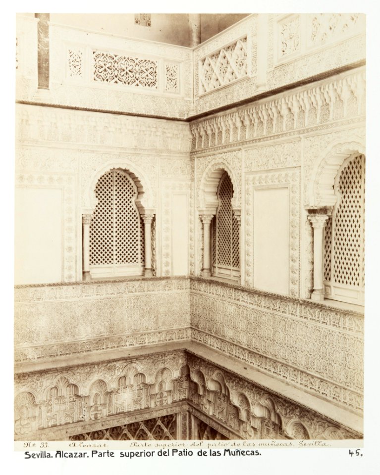 Fotografi av Sevilla. Alcázar, Parte superior del Patio de las Muñecas - Hallwylska museet - 104792