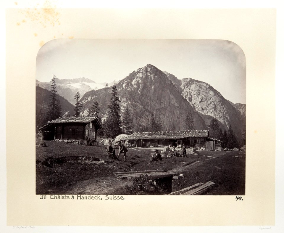 Fotografi av stugor och berg i Schweiz - Hallwylska museet - 103182